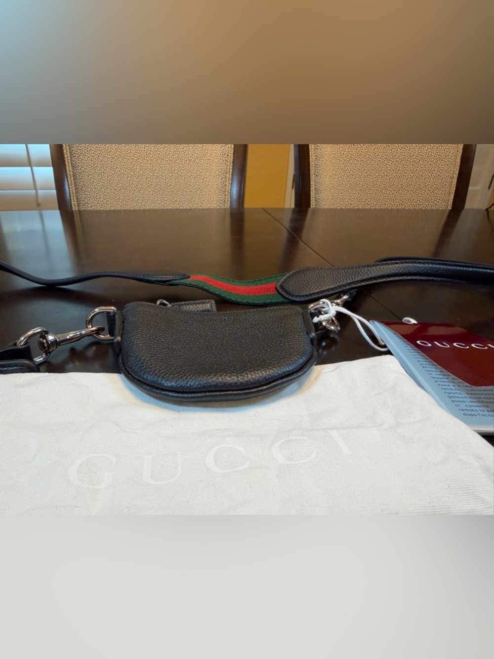 New Authentic Gucci Logo Nano Black Leather Crossbody Shoulder Bag - Picture 6 of 11